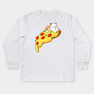 Cat and Pizza Kids Long Sleeve T-Shirt